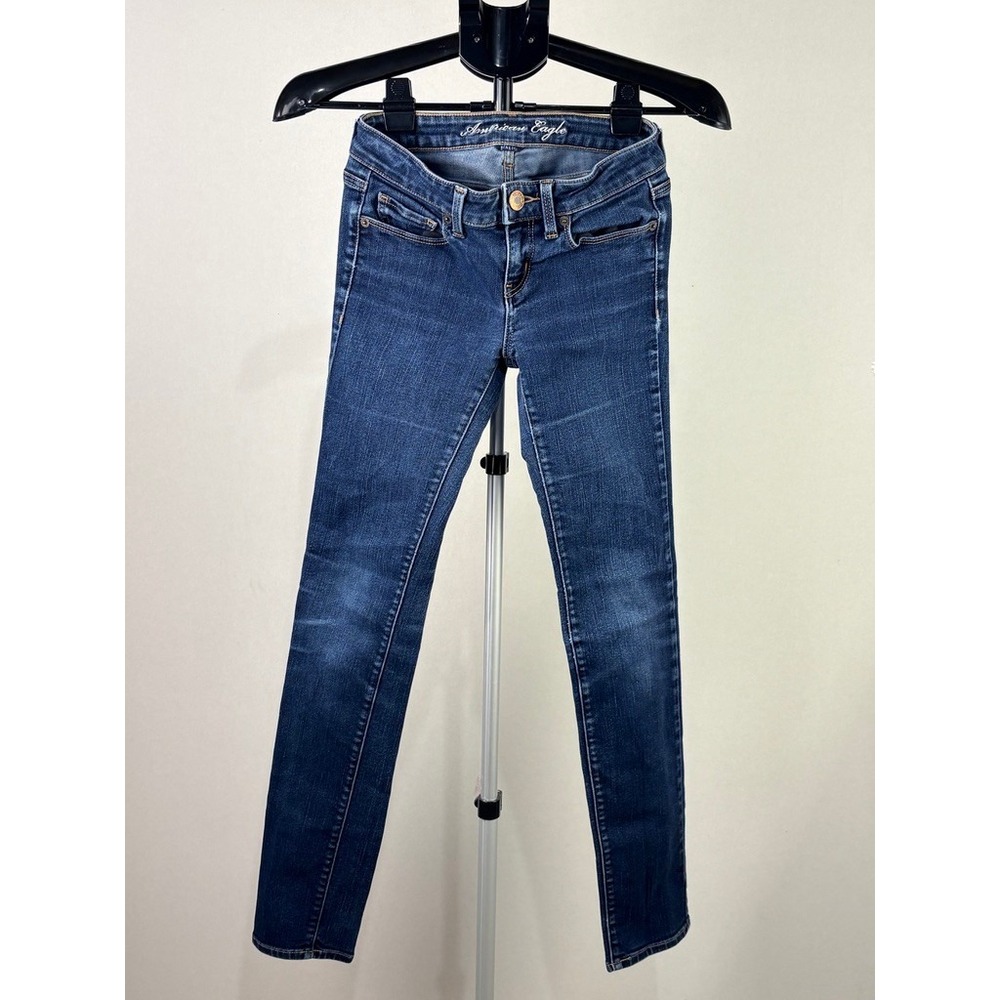 American‎ Eagle Skinny Jeans Womens 4 Dark Wash Low Rise Stretch Denim 0055